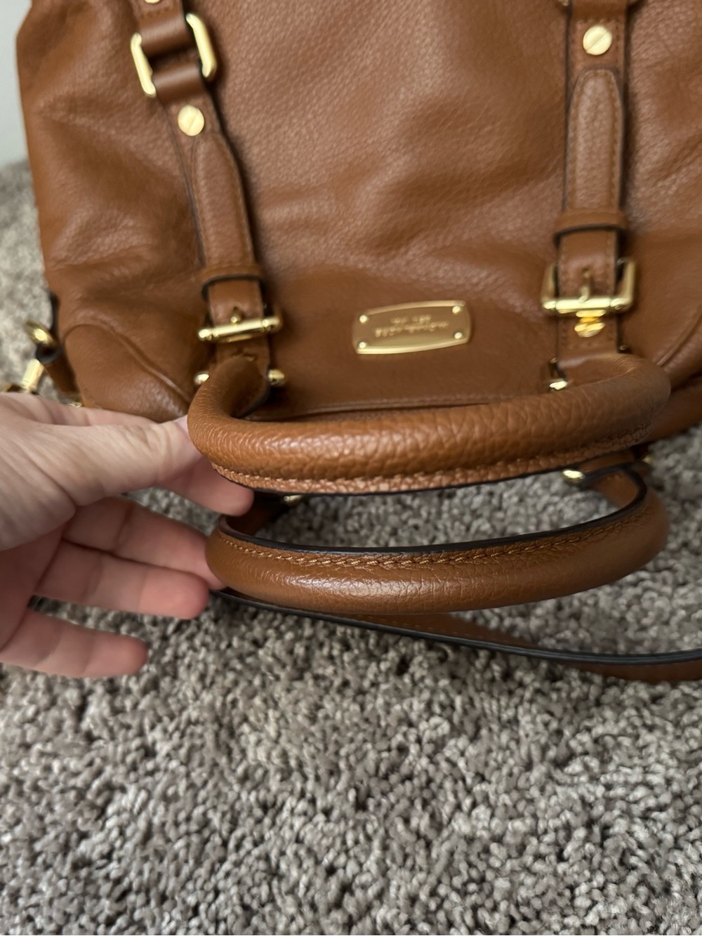 Michael Kors Cognac Pebbled Leather Crossbody Satchel - Picture 6 of 6
